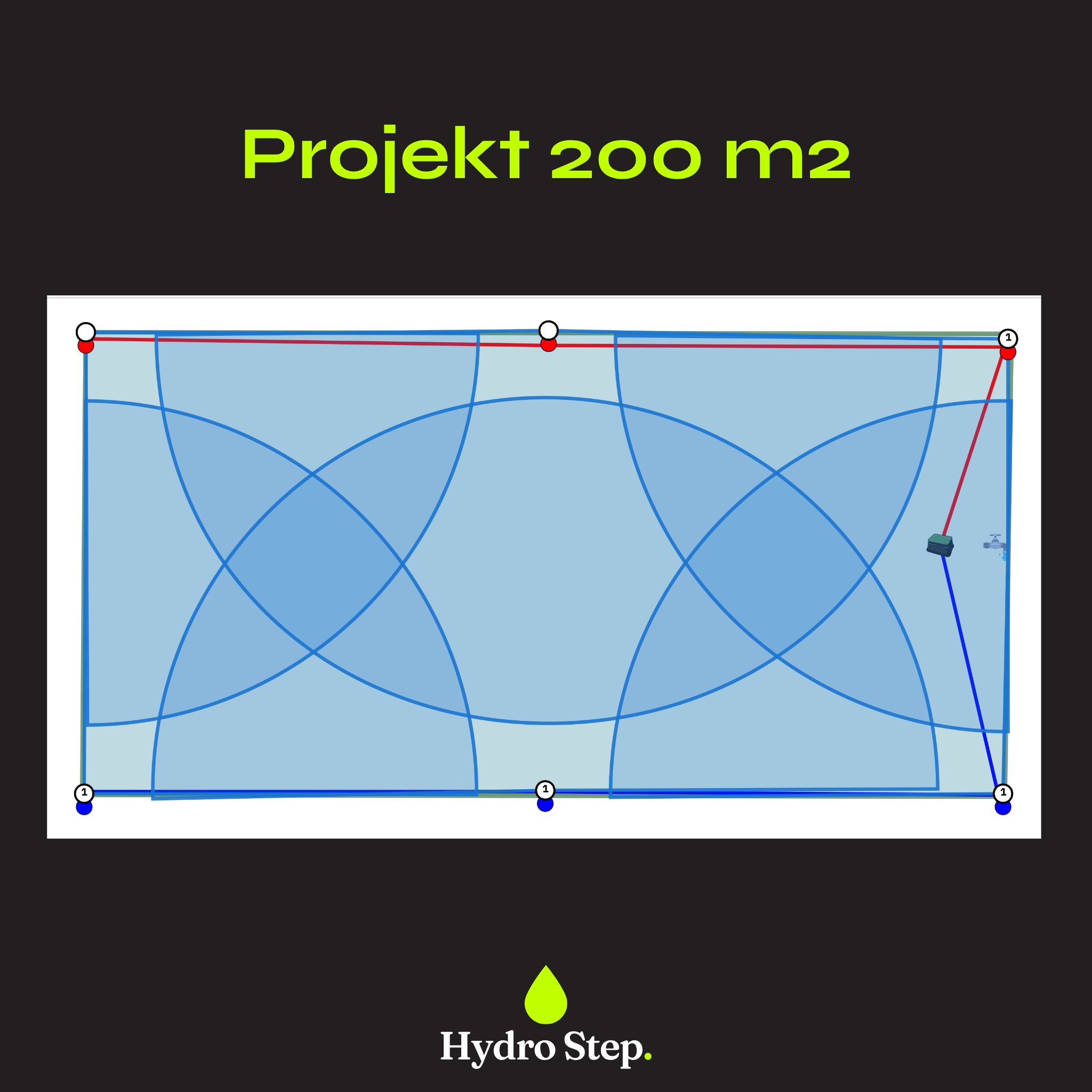 Hydro Step Standard - Kompletny system nawadniania do 200 m² |Wi-FI| |Zraszacze Rotacyjne| Projekt + Materiały + Wsparcie